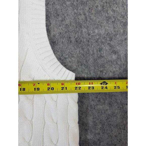 Polo Ralph Lauren NWT Women’s 2XL White V-neck Jumper Cable Knit Sweater Vest - Picture 4 of 6